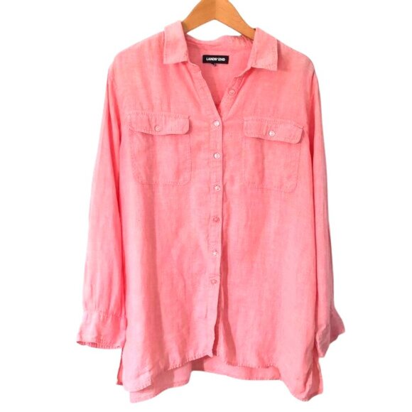 Lands' End Tops - Lands' End 100% Linen Button Up Shirt Size L